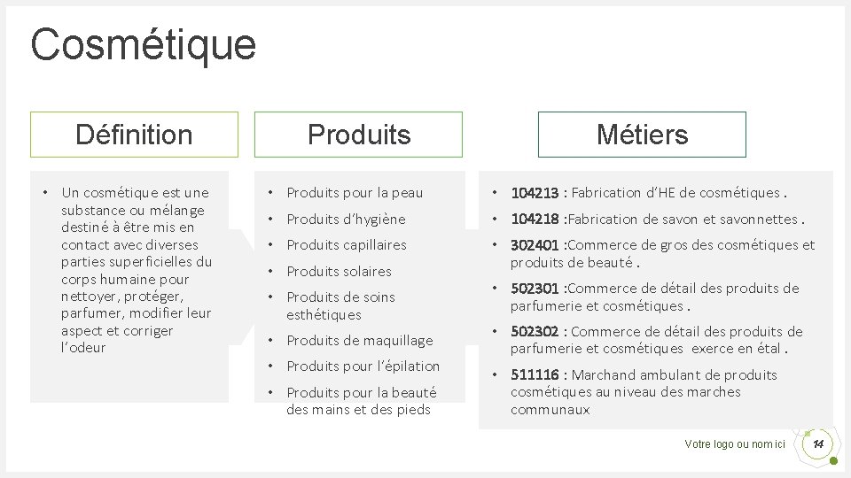 Cosmétique Définition • Un cosmétique est une substance ou mélange destiné à être mis