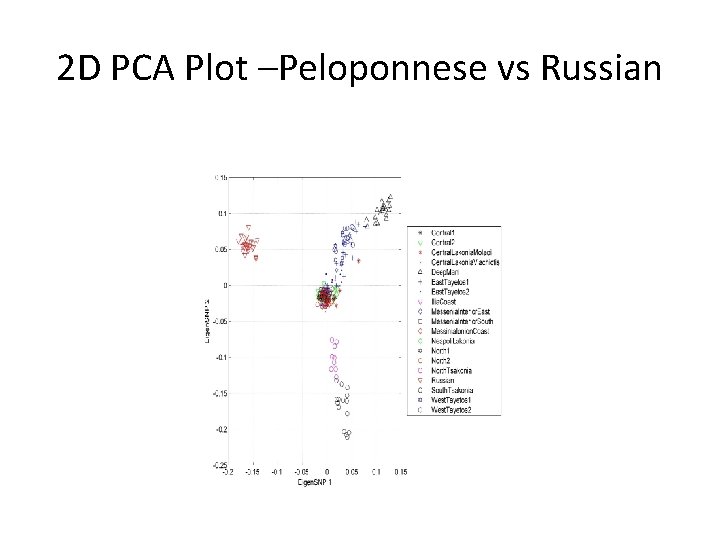 2 D PCA Plot –Peloponnese vs Russian 