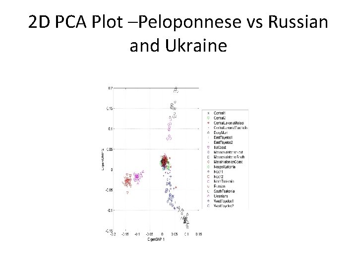 2 D PCA Plot –Peloponnese vs Russian and Ukraine 