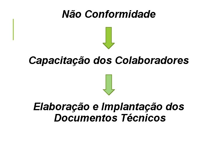 Não Conformidade Capacitação dos Colaboradores Elaboração e Implantação dos Documentos Técnicos 