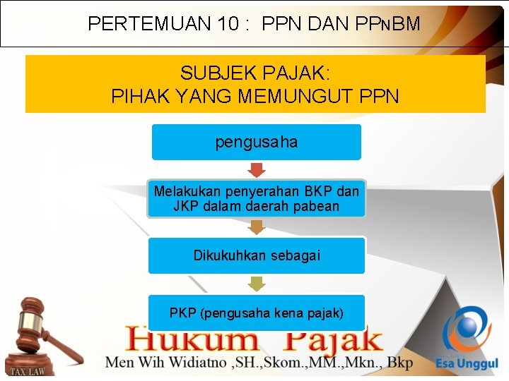 PERTEMUAN 10 : PPN DAN PPNBM SUBJEK PAJAK: PIHAK YANG MEMUNGUT PPN pengusaha Melakukan