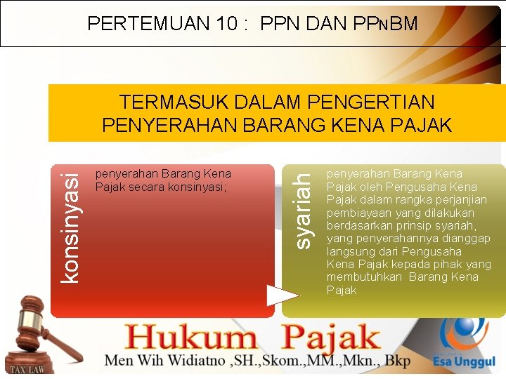 PERTEMUAN 10 : PPN DAN PPNBM penyerahan Barang Kena Pajak secara konsinyasi; syariah konsinyasi