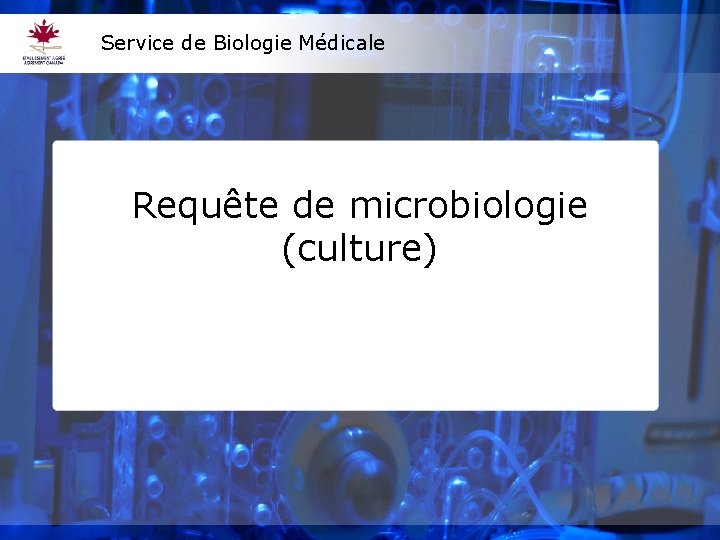 Service de Biologie Médicale Requête de microbiologie (culture) 