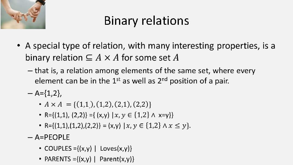 Binary relations • 