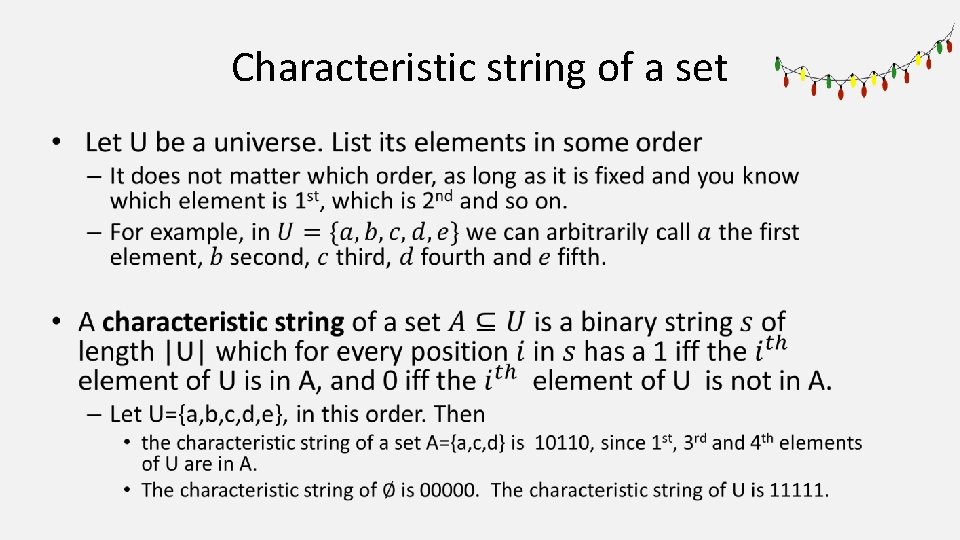 Characteristic string of a set • 