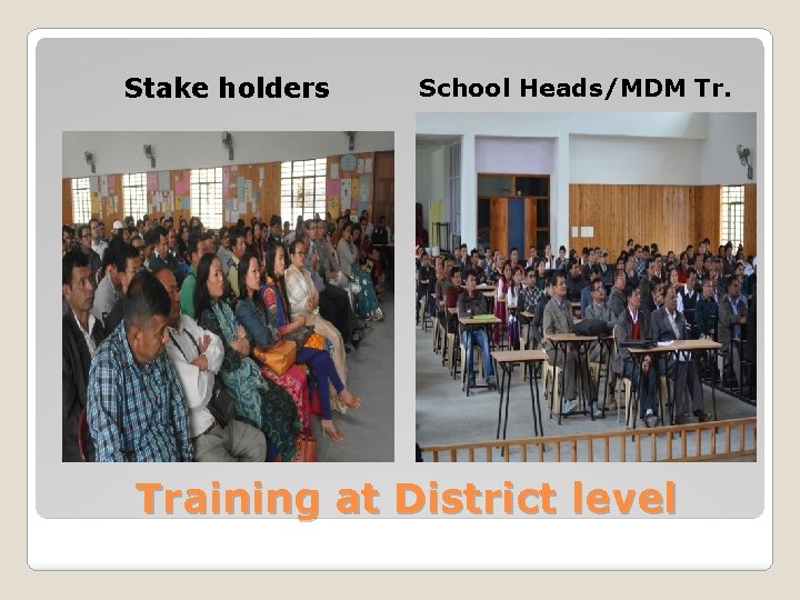 Stake holders School Heads/MDM Tr. Training at District level 