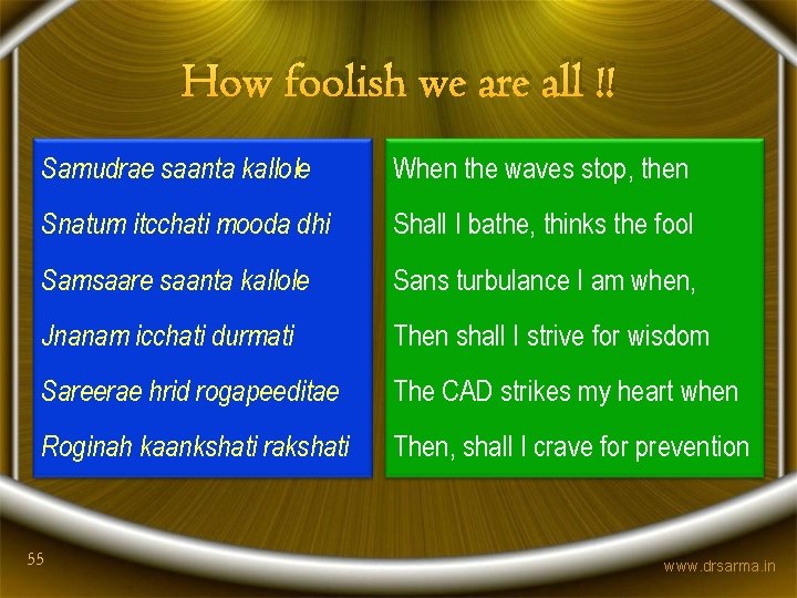 How foolish we are all !! Samudrae saanta kallole When the waves stop, then