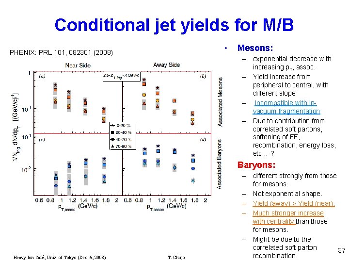 Conditional jet yields for M/B • PHENIX: PRL 101, 082301 (2008) – exponential decrease