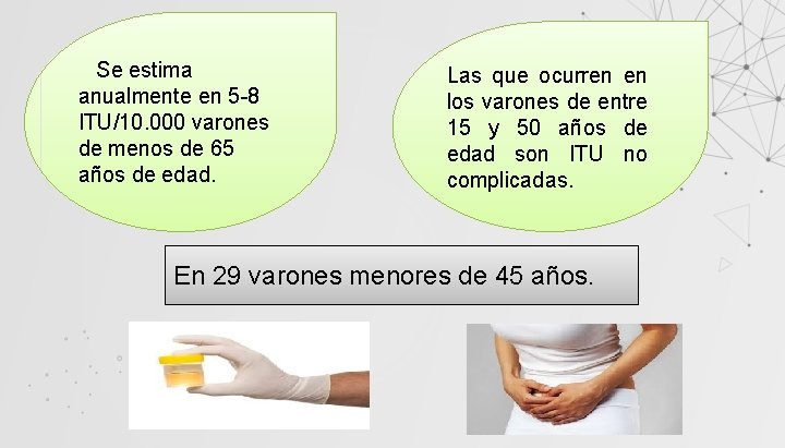 Se estima anualmente en 5 -8 ITU/10. 000 varones de menos de 65 años