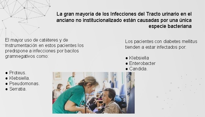 La gran mayoría de los Infecciones del Tracto urinario en el anciano no institucionalizado
