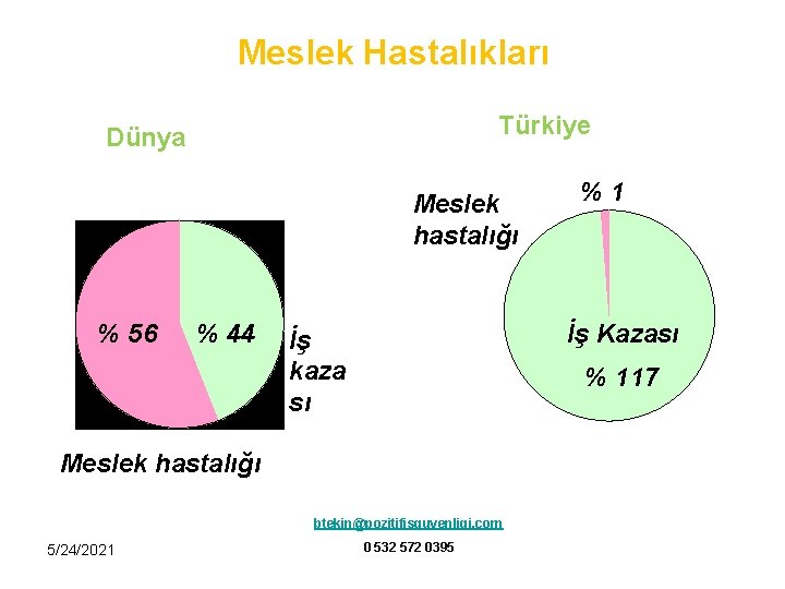 Meslek Hastalıkları Türkiye Dünya Meslek hastalığı %%11 %44 %56 % 44 İş Kazası İş