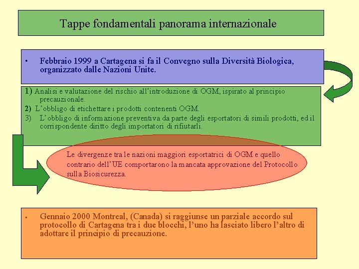 Tappe fondamentali panorama internazionale • Febbraio 1999 a Cartagena si fa il Convegno sulla