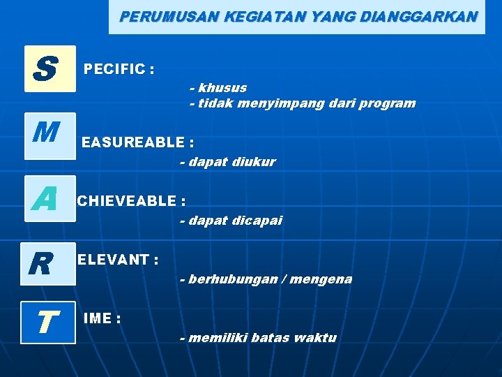 PERUMUSAN KEGIATAN YANG DIANGGARKAN SS n MM n AA n R R n T