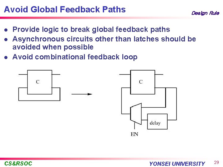 Avoid Global Feedback Paths l l l Design Rule Provide logic to break global