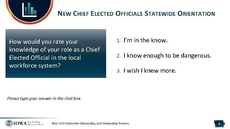 NEW CHIEF ELECTED OFFICIALS STATEWIDE ORIENTATION How would you rate your knowledge of your