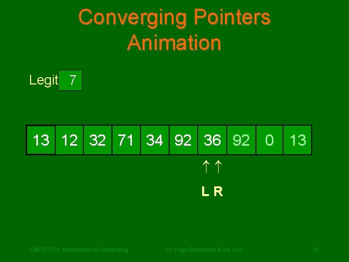 Converging Pointers Animation Legit: 10 9 8 7 13 0 12 32 71 34 Converging Pointers Animation Legit: 10 9 8 7 13 0 12 32 71 34