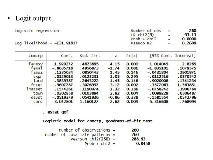  • Logit output 