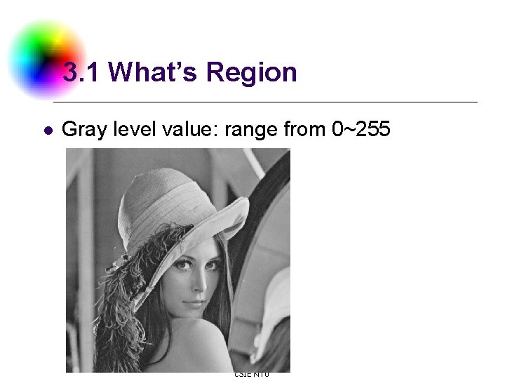 3. 1 What’s Region l Gray level value: range from 0~255 DC & CV