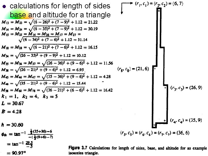 l calculations for length of sides base and altitude for a triangle DC &