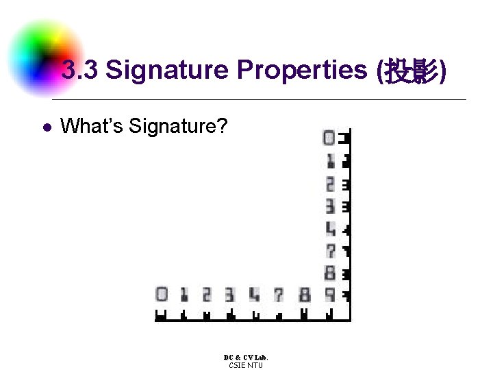 3. 3 Signature Properties (投影) l What’s Signature? DC & CV Lab. CSIE NTU