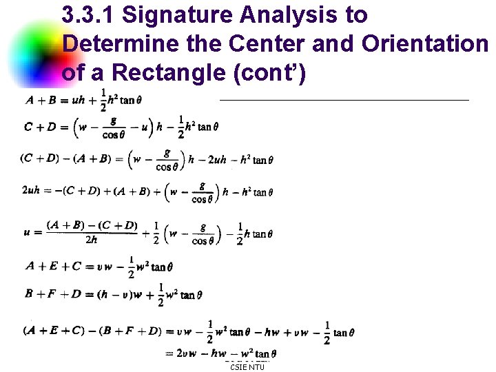 3. 3. 1 Signature Analysis to Determine the Center and Orientation of a Rectangle