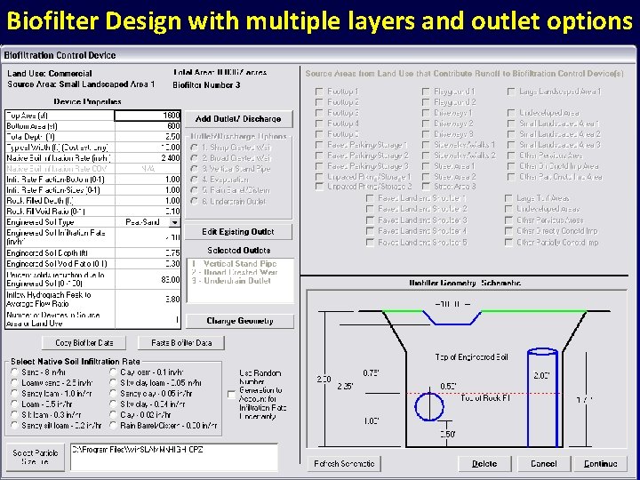 Biofilter Design with multiple layers and outlet options 