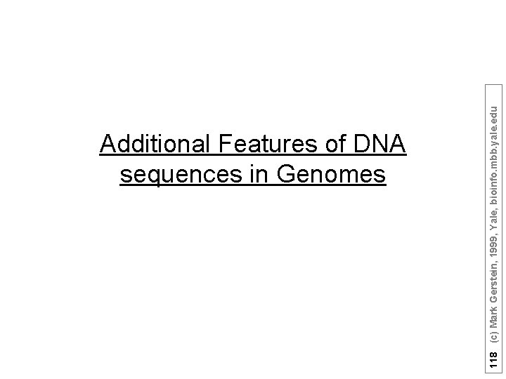 118 (c) Mark Gerstein, 1999, Yale, bioinfo. mbb. yale. edu Additional Features of DNA