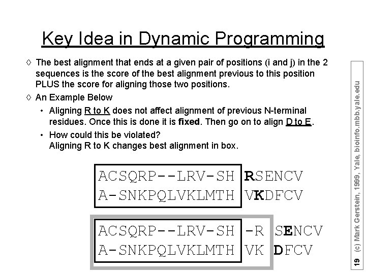 à The best alignment that ends at a given pair of positions (i and