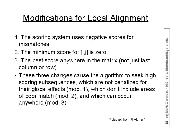 1. The scoring system uses negative scores for mismatches 2. The minimum score for