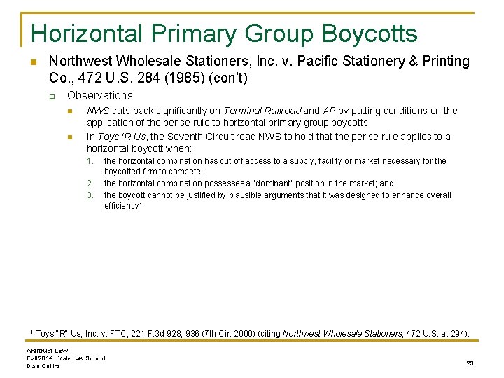 Horizontal Primary Group Boycotts n Northwest Wholesale Stationers, Inc. v. Pacific Stationery & Printing