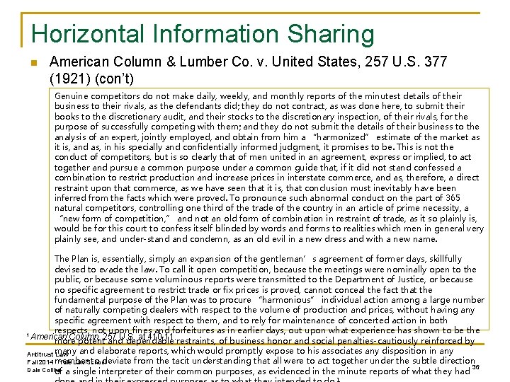 Horizontal Information Sharing n American Column & Lumber Co. v. United States, 257 U.