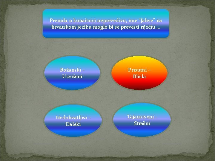 Premda u konačnici neprevedivo, ime “Jahve” na hrvatskom jeziku moglo bi se prevesti riječju