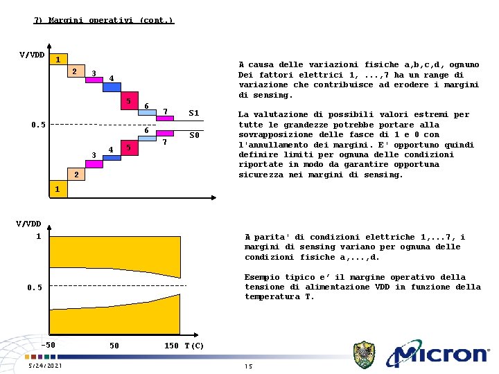 7) Margini operativi (cont. ) V/VDD 1 2 3 A causa delle variazioni fisiche