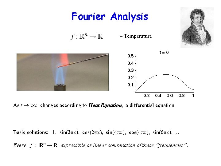 Fourier Analysis – Temperature As t ! 1: changes according to Heat Equation, a