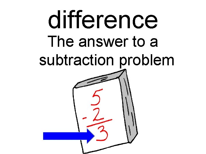 difference The answer to a subtraction problem 