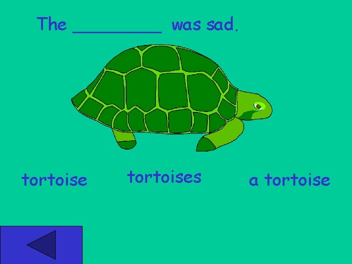 The ____ was sad. tortoises a tortoise 