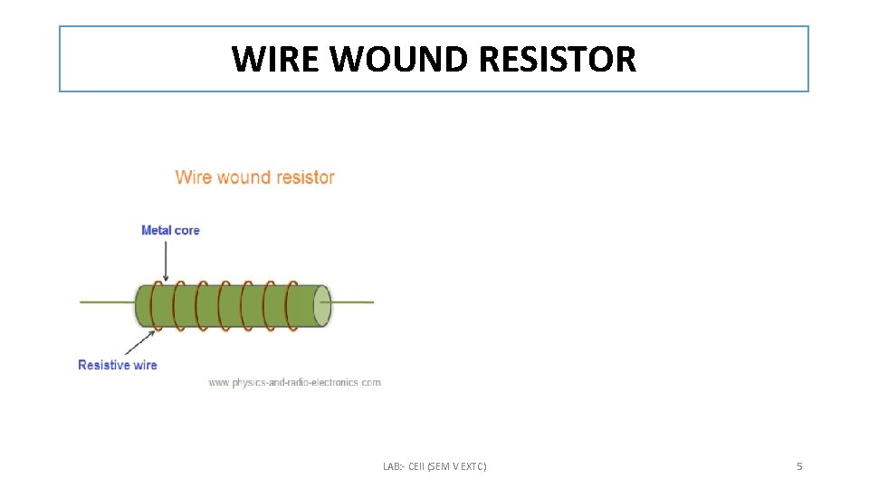 WIRE WOUND RESISTOR LAB: - CEII (SEM V EXTC) 5 