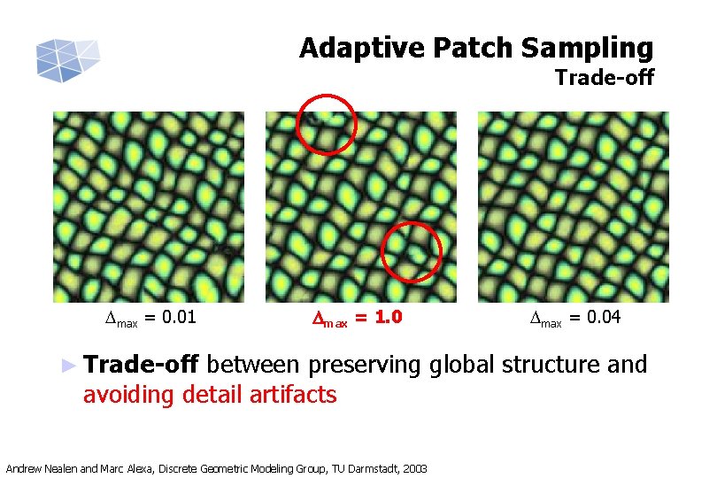 Adaptive Patch Sampling Trade-off max = 0. 01 max = 1. 0 ► Trade-off