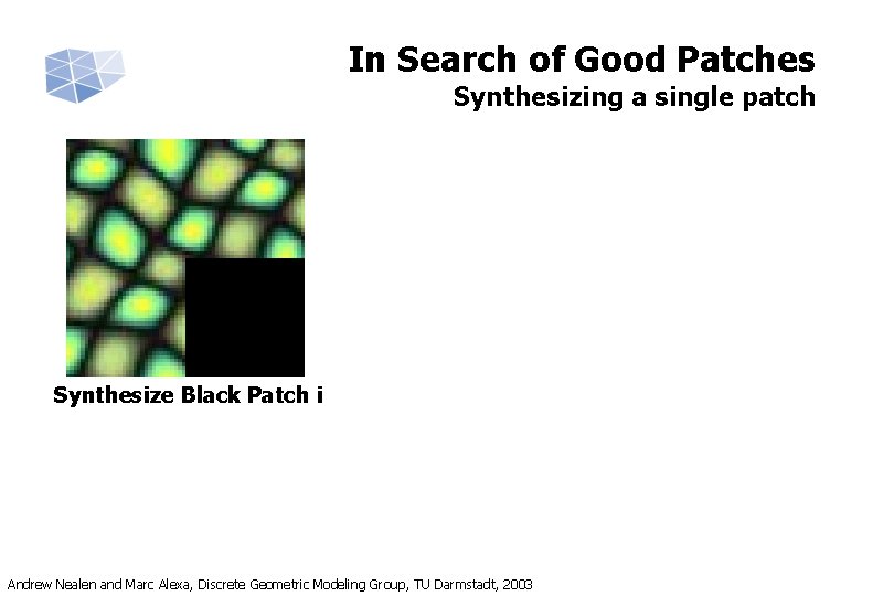 In Search of Good Patches Synthesizing a single patch Synthesize Black Patch i Andrew