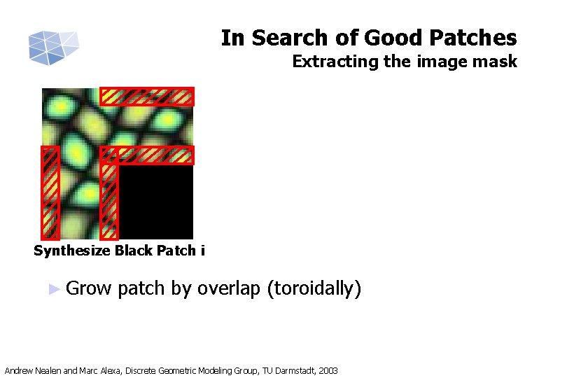 In Search of Good Patches Extracting the image mask Synthesize Black Patch i ►
