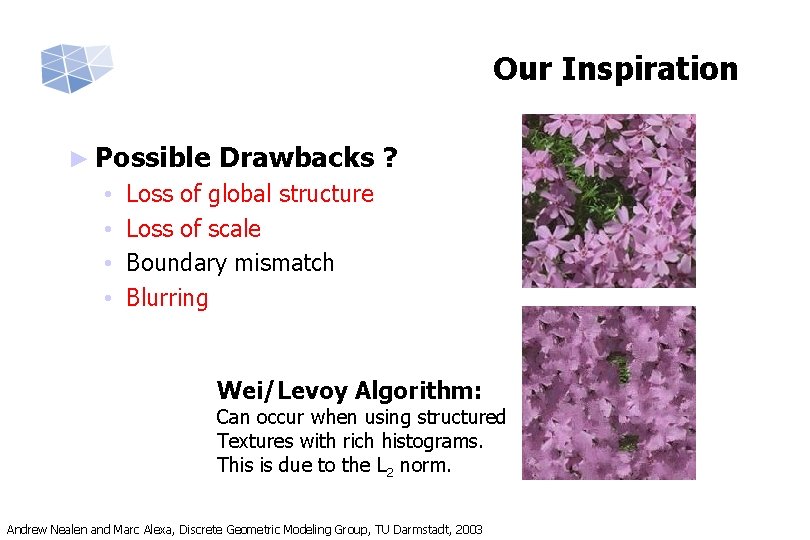 Our Inspiration ► Possible • • Drawbacks ? Loss of global structure Loss of