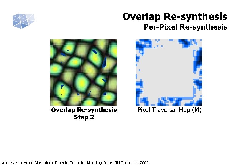 Overlap Re-synthesis Per-Pixel Re-synthesis Overlap Re-synthesis Step 2 Pixel Traversal Map (M) Andrew Nealen