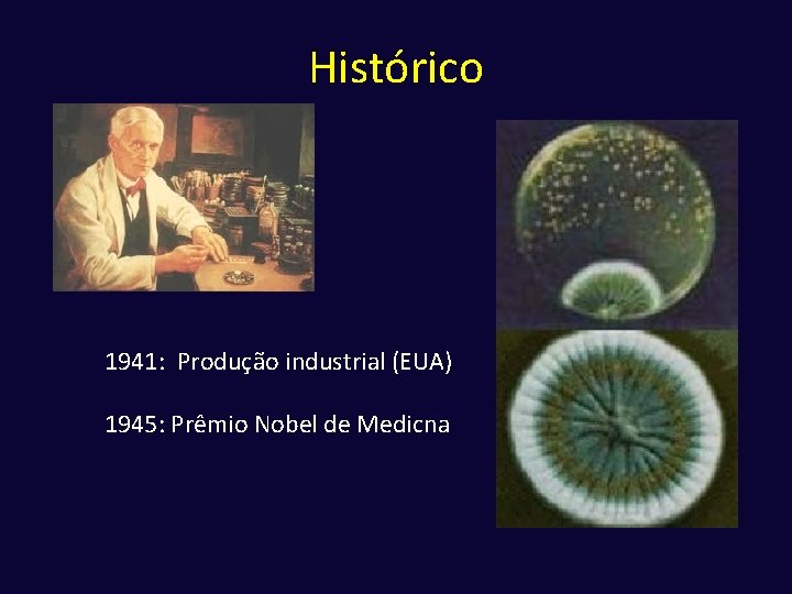 Histórico 1941: Produção industrial (EUA) 1945: Prêmio Nobel de Medicna 