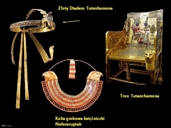 Złoty Diadem Tutenhamona Tron Tutanchamona PPS mania Kolia grobowa księżniczki Nefereruptah 