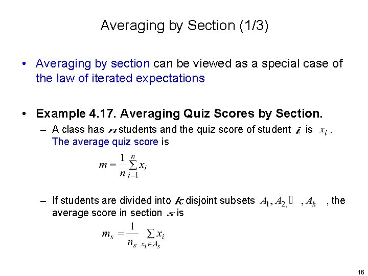 Averaging by Section (1/3) • Averaging by section can be viewed as a special Averaging by Section (1/3) • Averaging by section can be viewed as a special