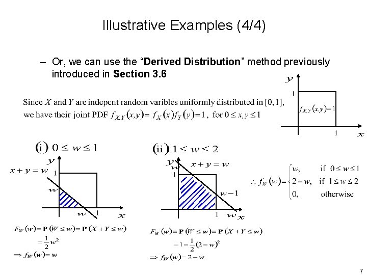 Illustrative Examples (4/4) – Or, we can use the “Derived Distribution” method previously introduced Illustrative Examples (4/4) – Or, we can use the “Derived Distribution” method previously introduced