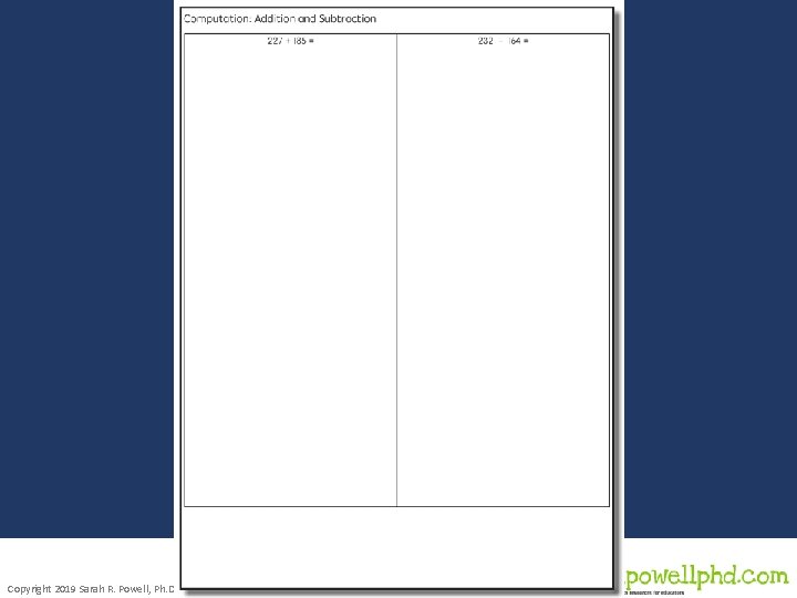 Copyright 2019 Sarah R. Powell, Ph. D. 