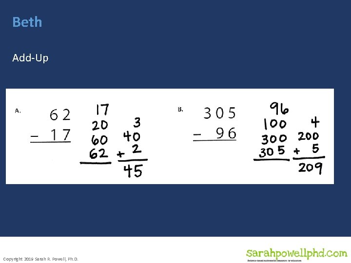 Beth Add-Up Copyright 2019 Sarah R. Powell, Ph. D. 