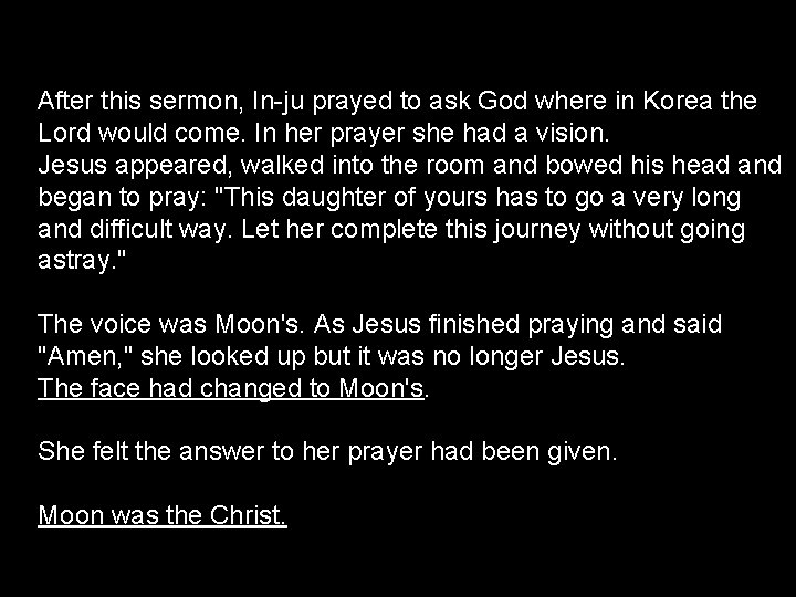 After this sermon, In-ju prayed to ask God where in Korea the Lord would