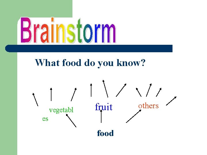 What food do you know? vegetabl fruit es food others 